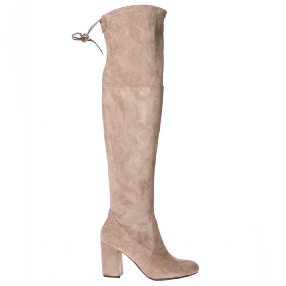 Pierre Dumas Womens Alessia-2 Taupe Faux Suede Tall Over The Knee Boot